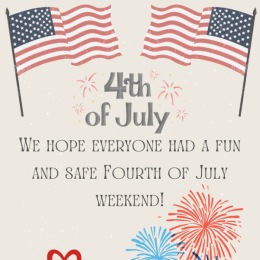 a July 4th poster with flags