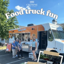 a food truck with people outside