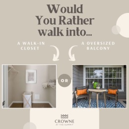 large walk-in closet and a balcony